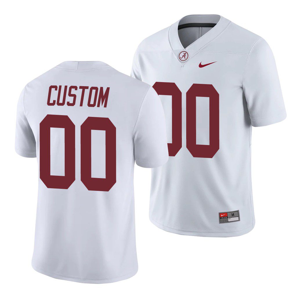Men's Alabama Crimson Tide Custom #00 Game White NCAA College Football Jersey